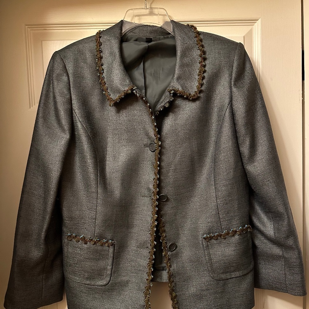 Nipon Boutique Vintage Jacket Tweed-Like Textured Fabric Size 16